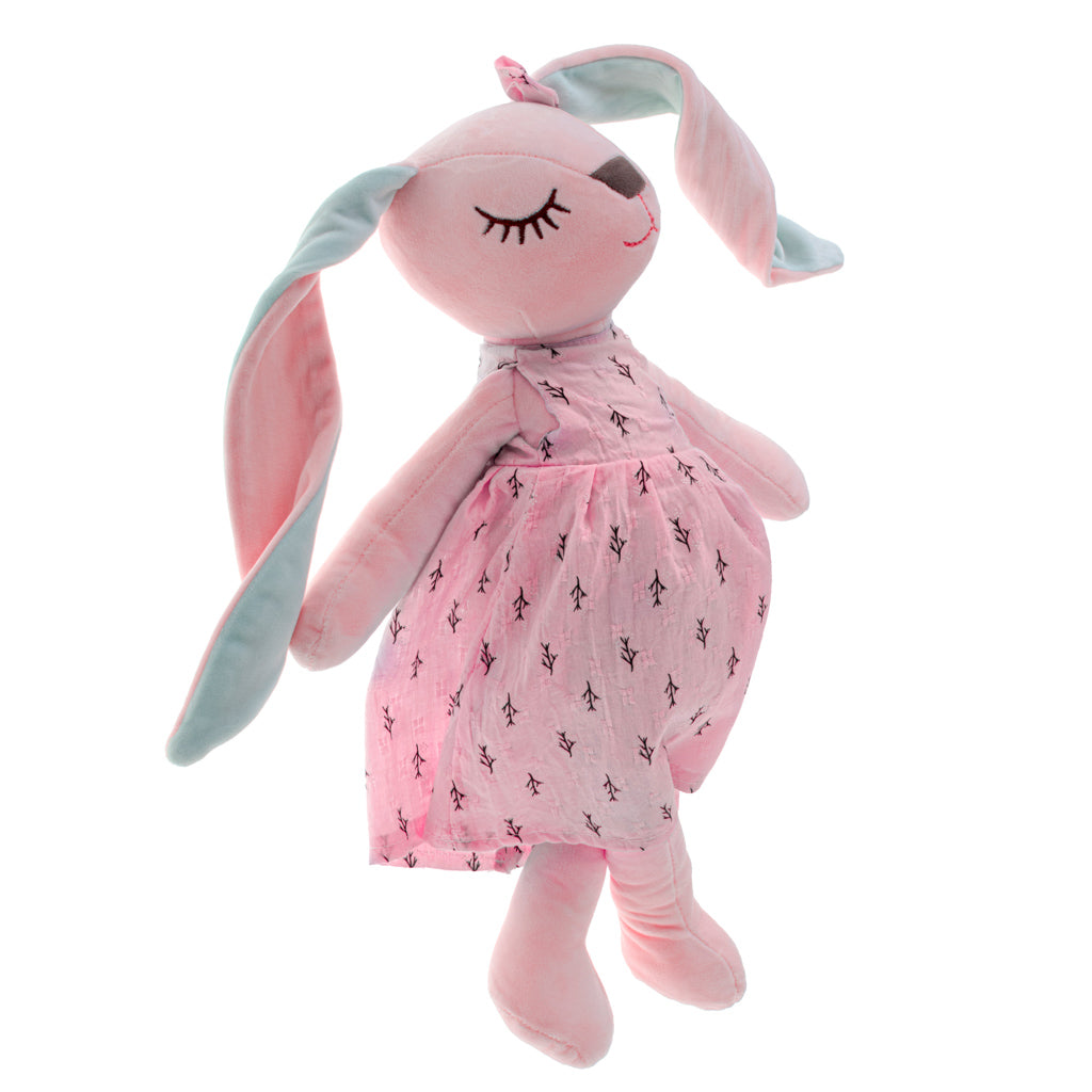 Pliušinis zuikutis su suknele – rožinis, 52 cm