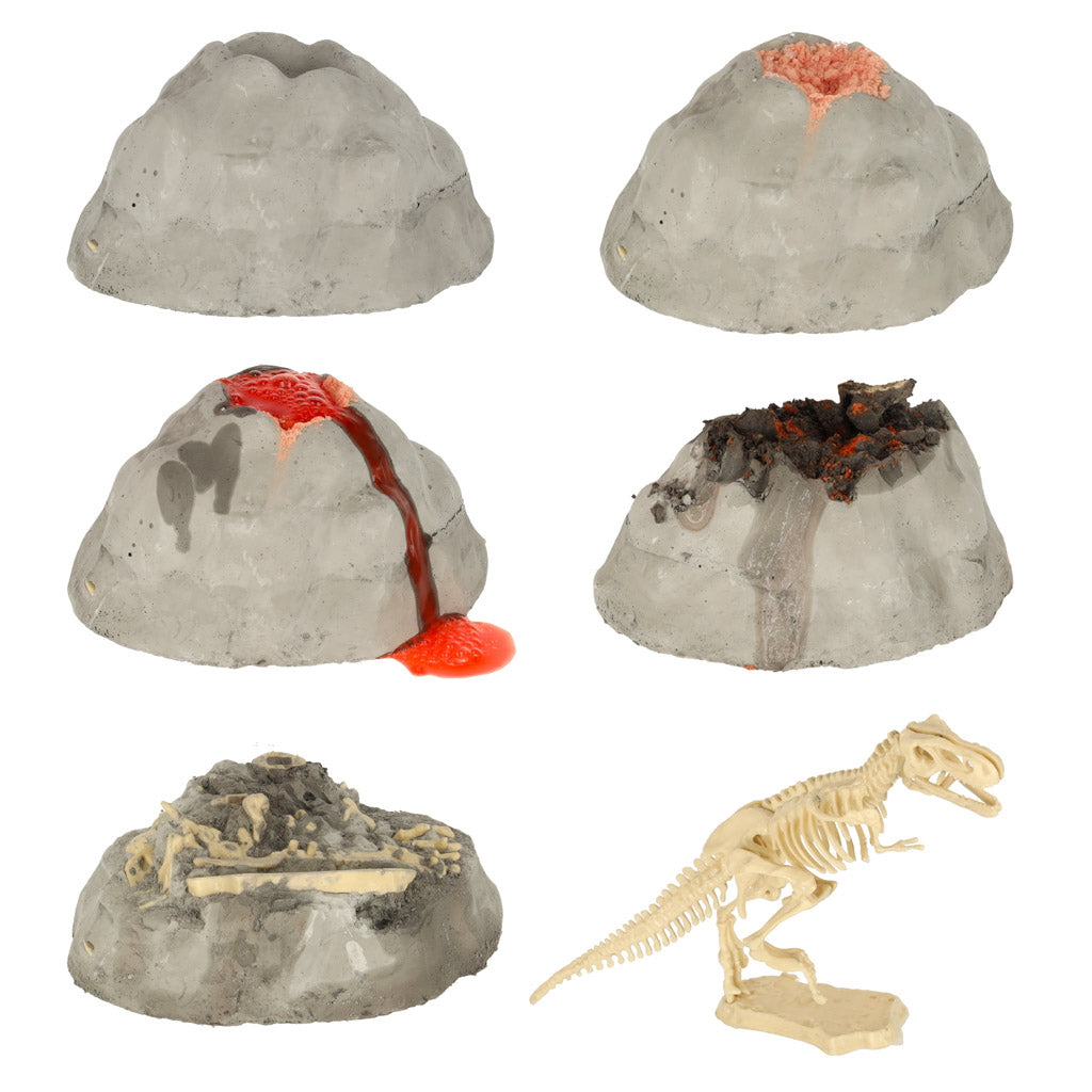 Vulkano išsiveržimo ir dinozauro kasinėjimų rinkinys vaikams