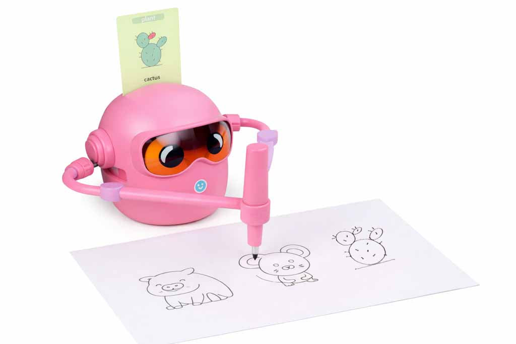 Interaktyvus piešiantis robotas vaikams – STEM edukacinis žaislas (rožinis)