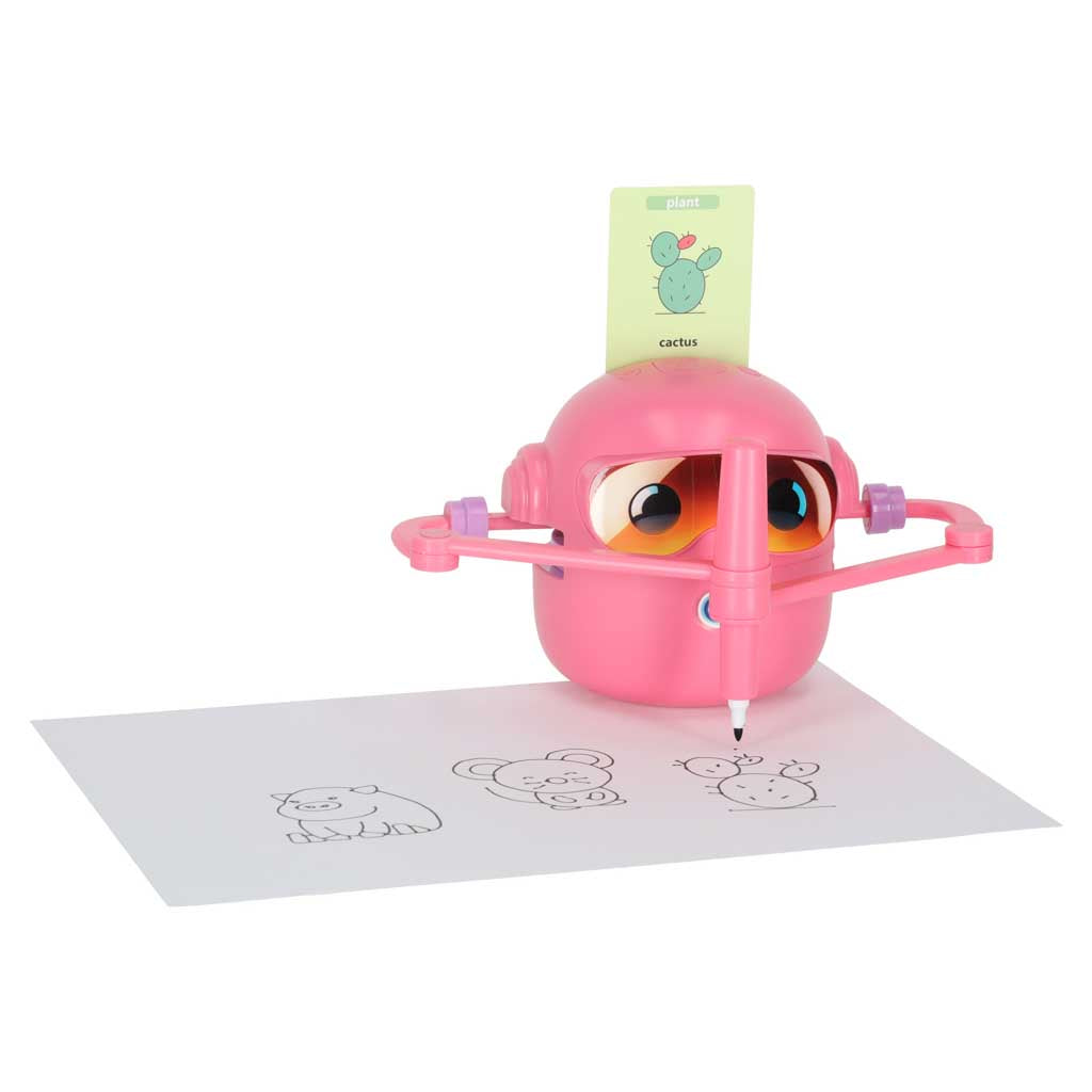 Interaktyvus piešiantis robotas vaikams – STEM edukacinis žaislas (rožinis)