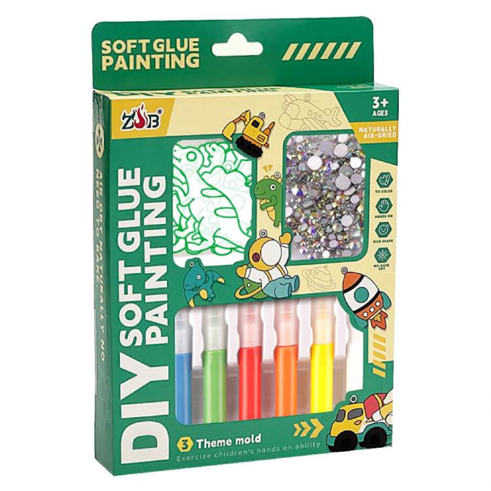 Kūrybinis spalvinimo rinkinys „Soft Glue Painting“ – Transportas, 3+