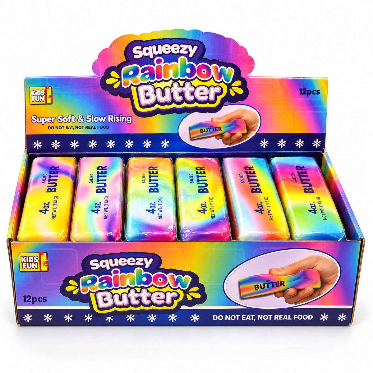 Minkštas spaudomas žaislas „Rainbow Butter“, 14 cm