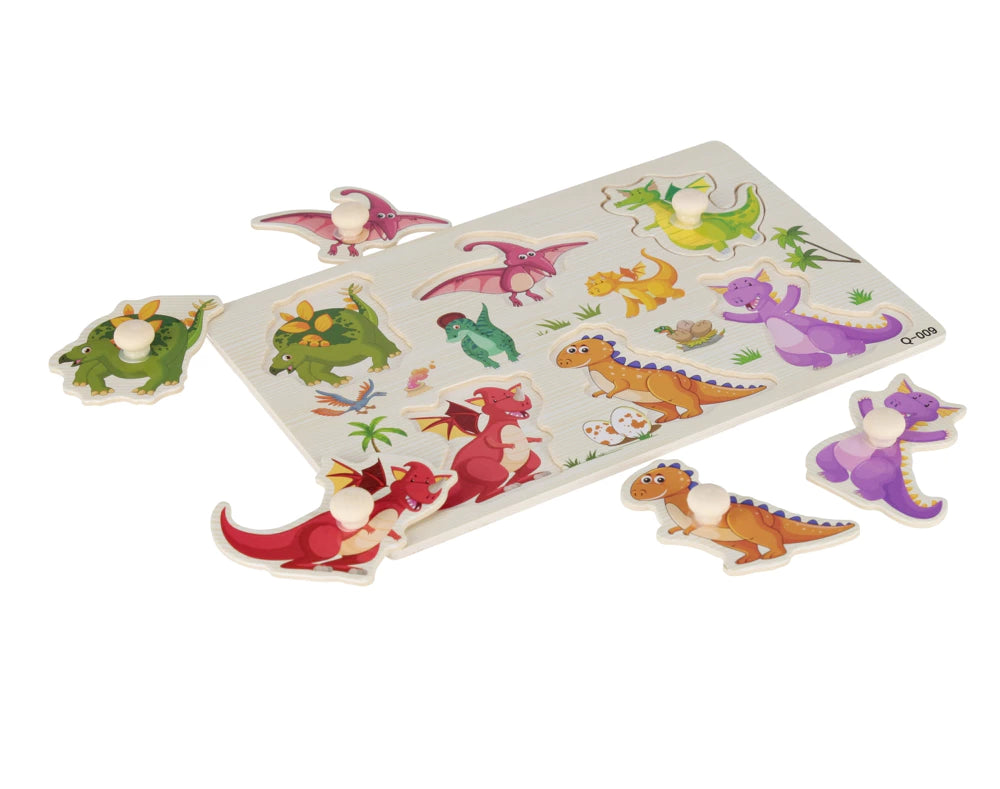 Medinė dinozaurų dėlionė vaikams