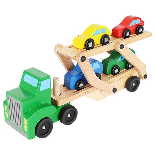 Medinis sunkvežimis su automobilių rinkiniu