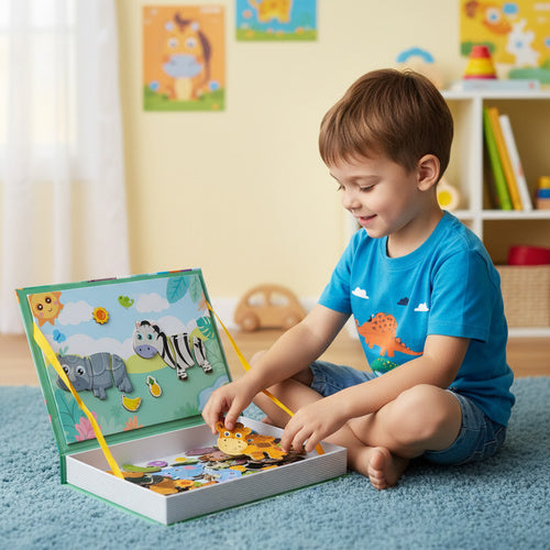 Montessori edukacinė magnetinė dėlionė – Afrikos gyvūnai